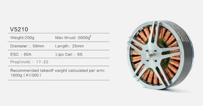 Aerial Heavy Lift Drone Motors 300KV High Efficiency Borstloze motor 0