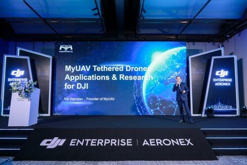 Laatste bedrijfsnieuws over Op DJI ME Partners Summit 2026: MYUAV's Dual-Layered Tethered Drone Solutions nemen het wereldtoneel in