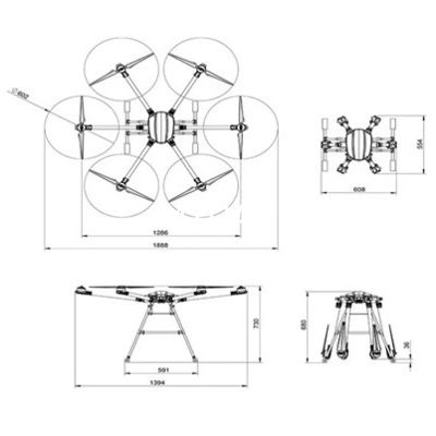 IP65 Commercial Multicopter Drone Waterproof 10kg Loading 6 Rotor 12S