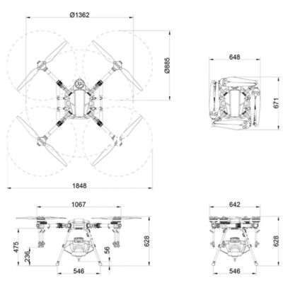 Commercial  Multicopter Drone 20kg Loading 4 Rotor 12S Power System