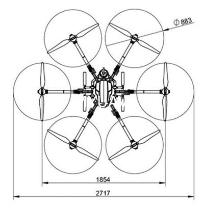 6 Rotor Multicopter Drone UAV Automatic Flight Mode 30kg Loading 14S