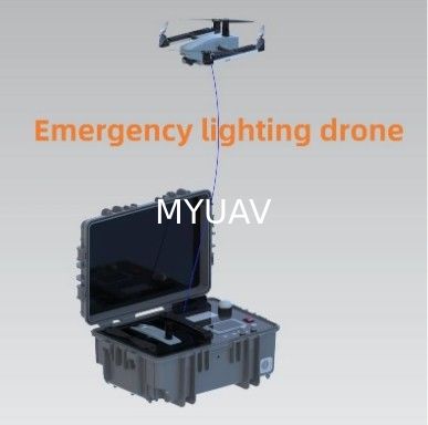 Lighting MYUAV Drone by Tether Cable Supply Power Continuously 24 Hours for Emergency Lighting