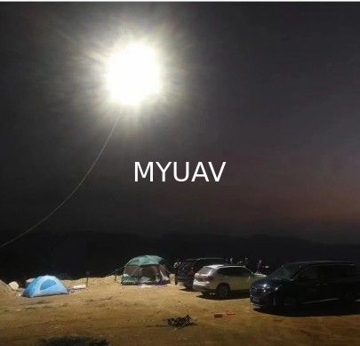 Lighting MYUAV Drone by Tether Cable Supply Power Continuously 24 Hours for Emergency Lighting